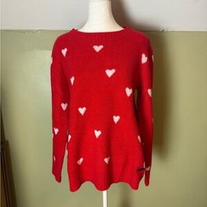 Peace Love World Red Heart Sweater